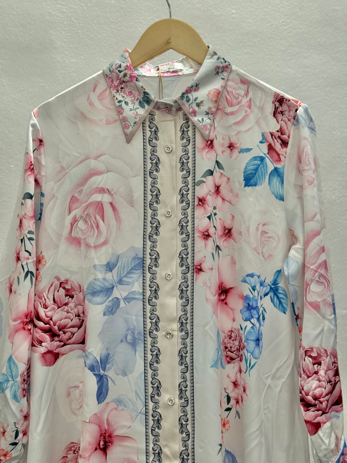 Premium Chinese Fabric Floral Shirt Dress – FemmeFits