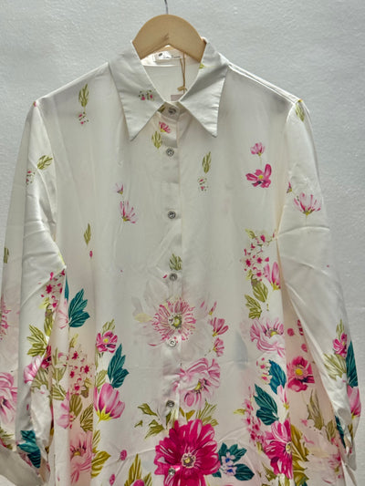 Premium Chinese Fabric Floral Shirt Dress – FemmeFits