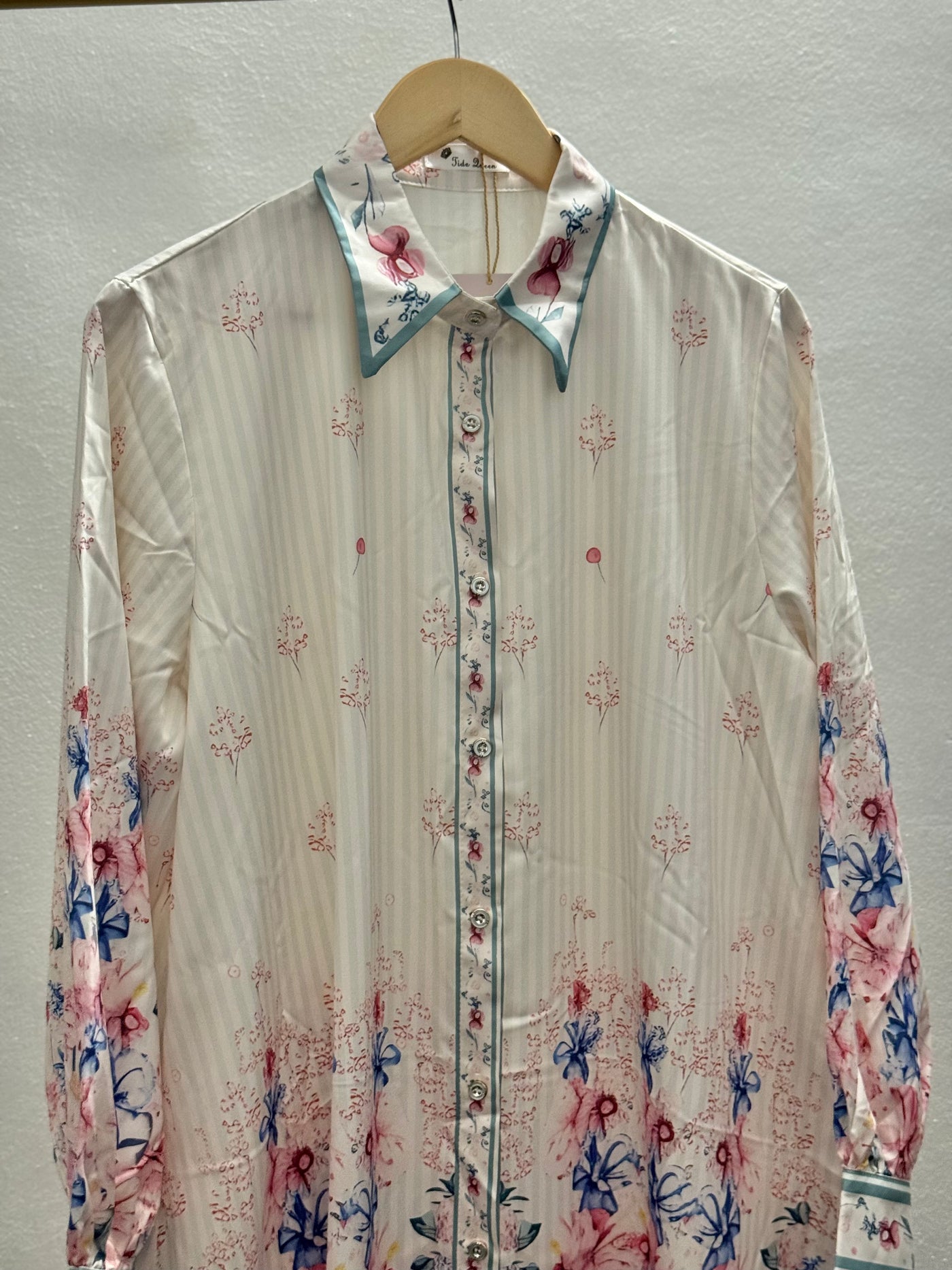 Premium Chinese Fabric Floral Shirt Dress – FemmeFits