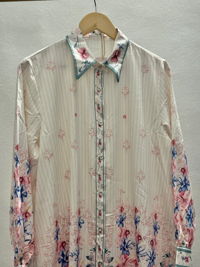 Premium Chinese Fabric Floral Shirt Dress – FemmeFits