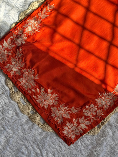 Elegant Orange Embroidered Kurta Set with Dupatta