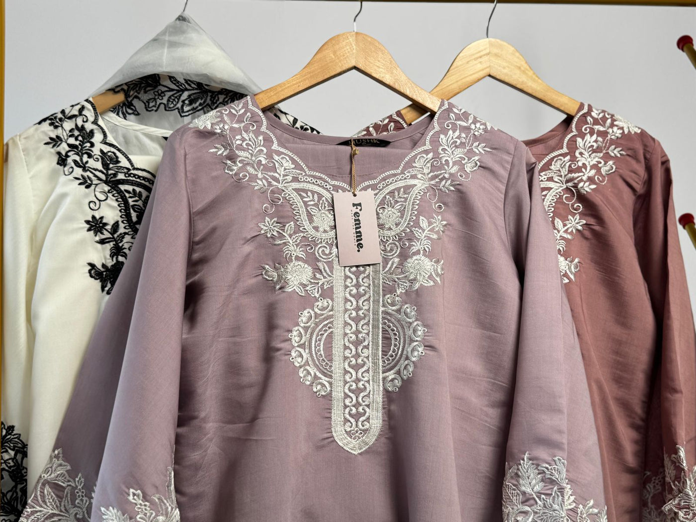 Dusty Rose Embroidered 3 piece party wear