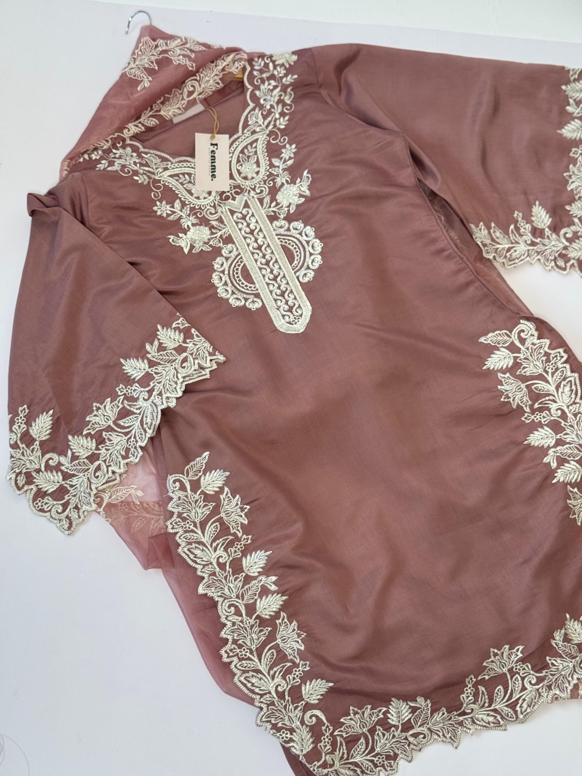 Dusty Rose Embroidered 3 piece party wear