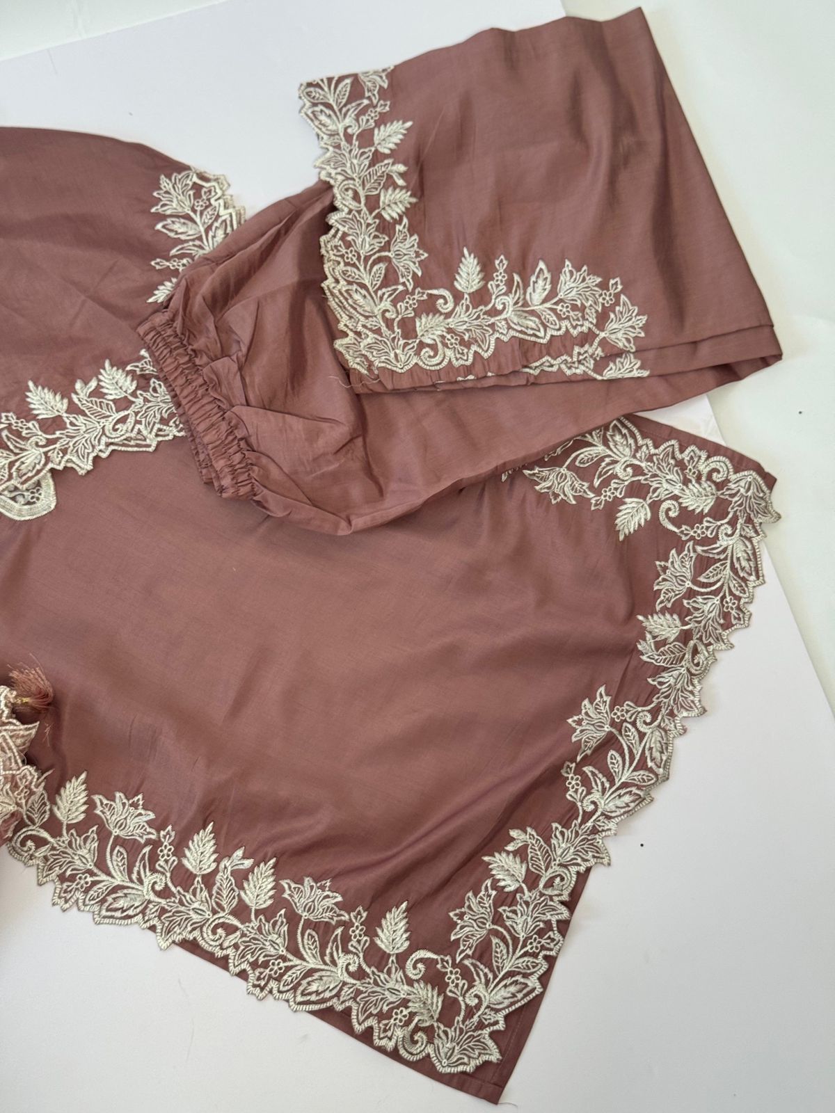 Dusty Rose Embroidered 3 piece party wear