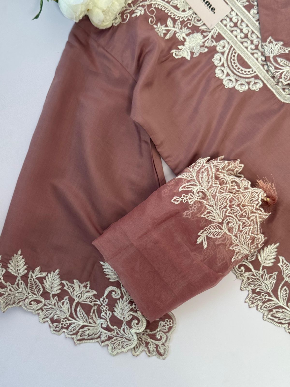 Dusty Rose Embroidered 3 piece party wear