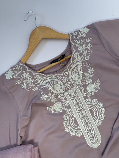 Dusty Rose Embroidered 3 piece party wear