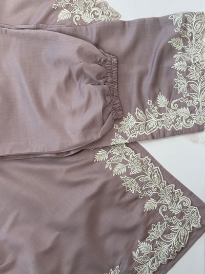 Dusty Rose Embroidered 3 piece party wear