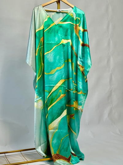 Flowy Satin Printed Kaftan