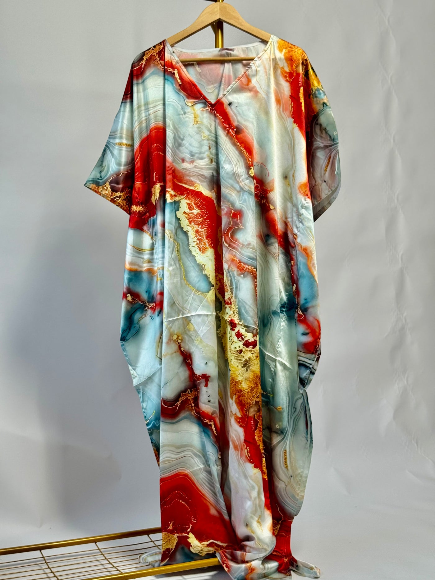 Flowy Satin Printed Kaftan