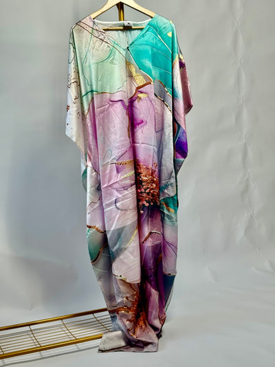 Flowy Satin Printed Kaftan