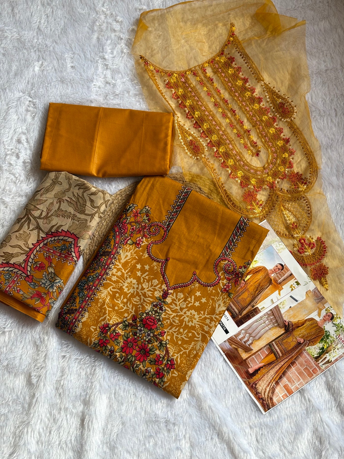 cotton Pakistani unstitched suit with patch work