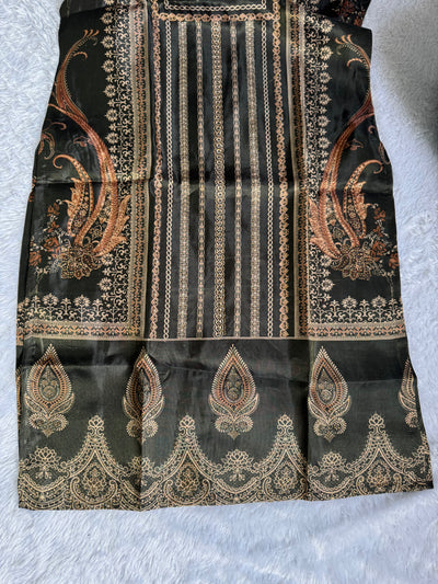 Luxury Red & Black Festive Wear Fabrics with Golden Detailing – Women’s Ethnic Collection