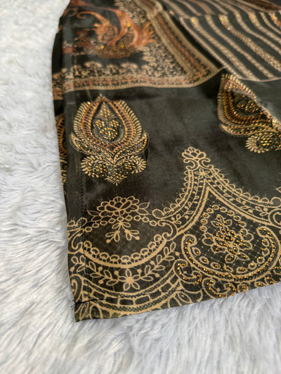 Luxury Red & Black Festive Wear Fabrics with Golden Detailing – Women’s Ethnic Collection