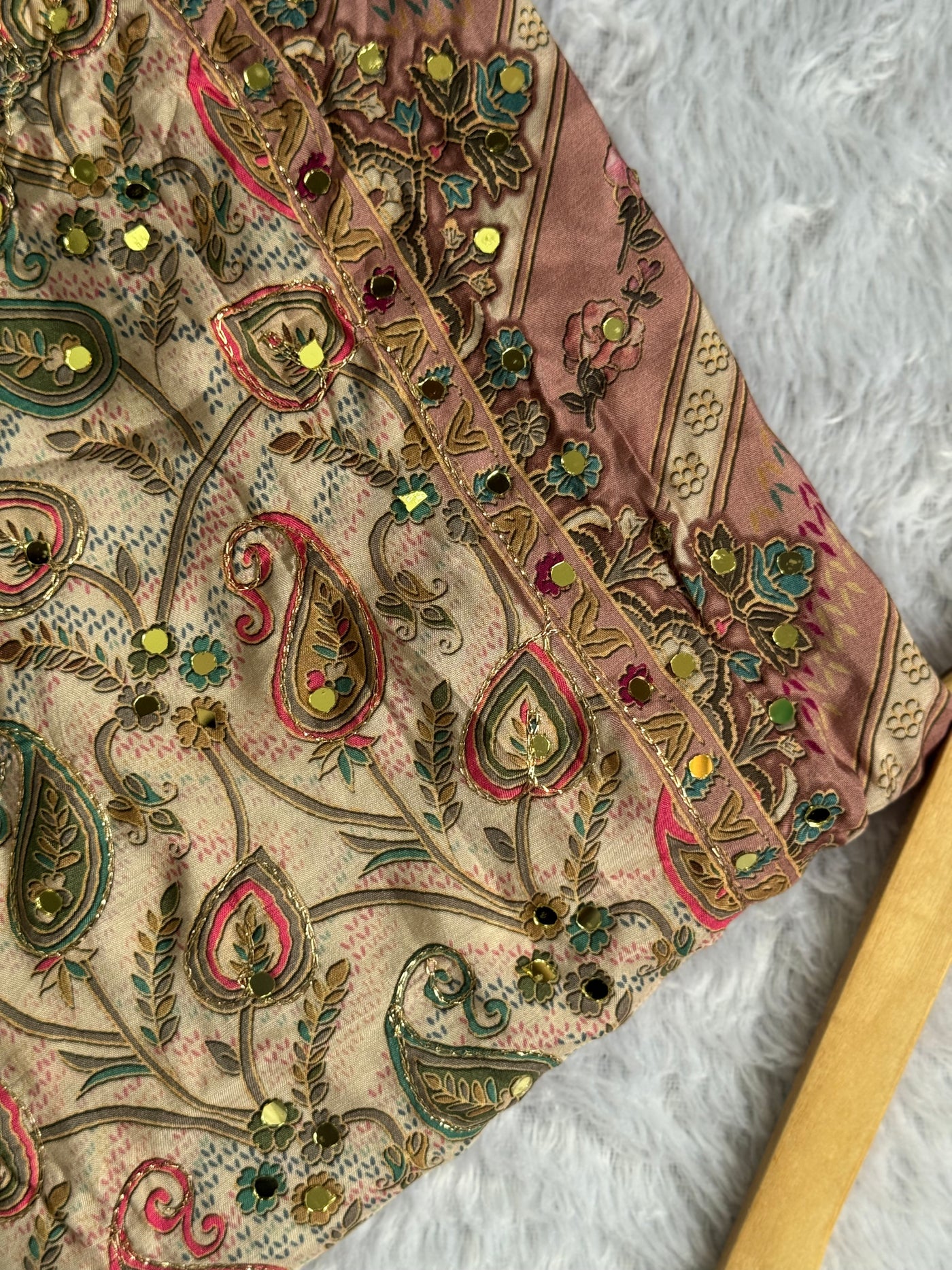 Premium Muslin Suit with Embroidery & Mirror Work