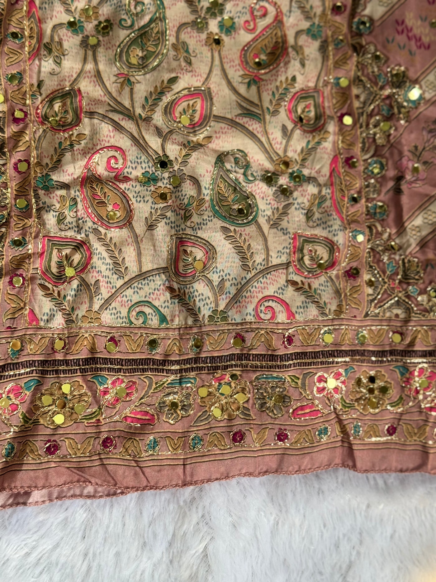 Premium Muslin Suit with Embroidery & Mirror Work