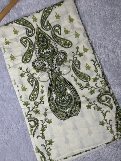 Unstitched Cotton Stonework Pakistani suit