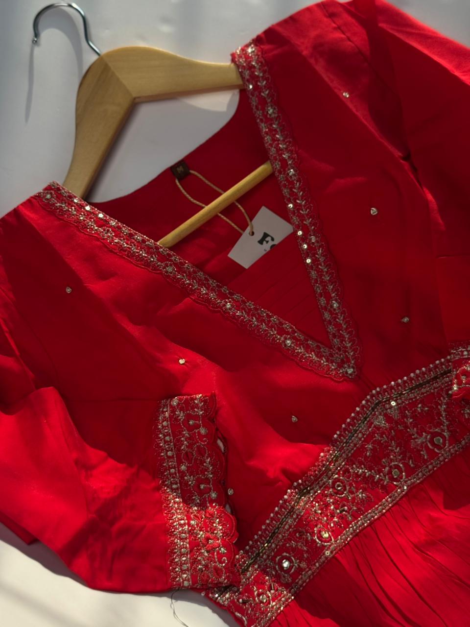 Red Sparkle Festive Kurti